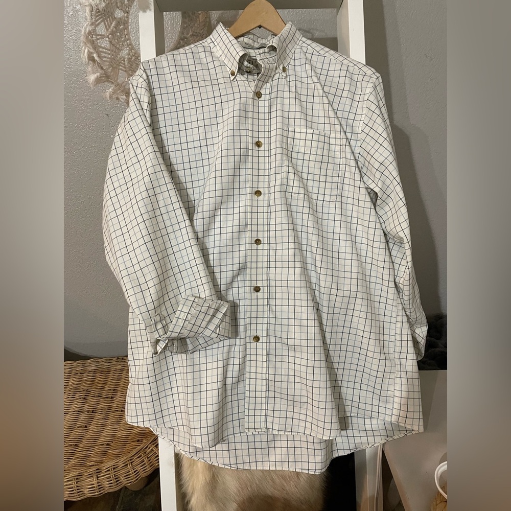 LL Bean Button-Down Shirt – Size L – 100 percent Cotton – Grid Check